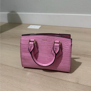 Aldo Pink Croc-Texture Satchel